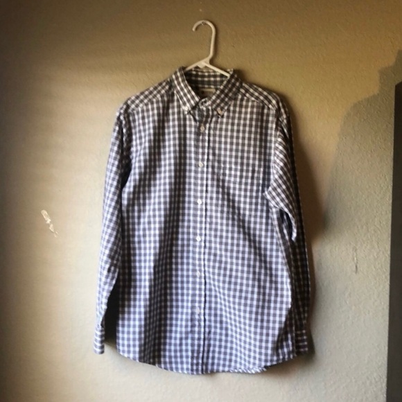 Haggar Shirt Men’s Black & White Checked Long Sleeve Button Down Casual Medium - Picture 1 of 13
